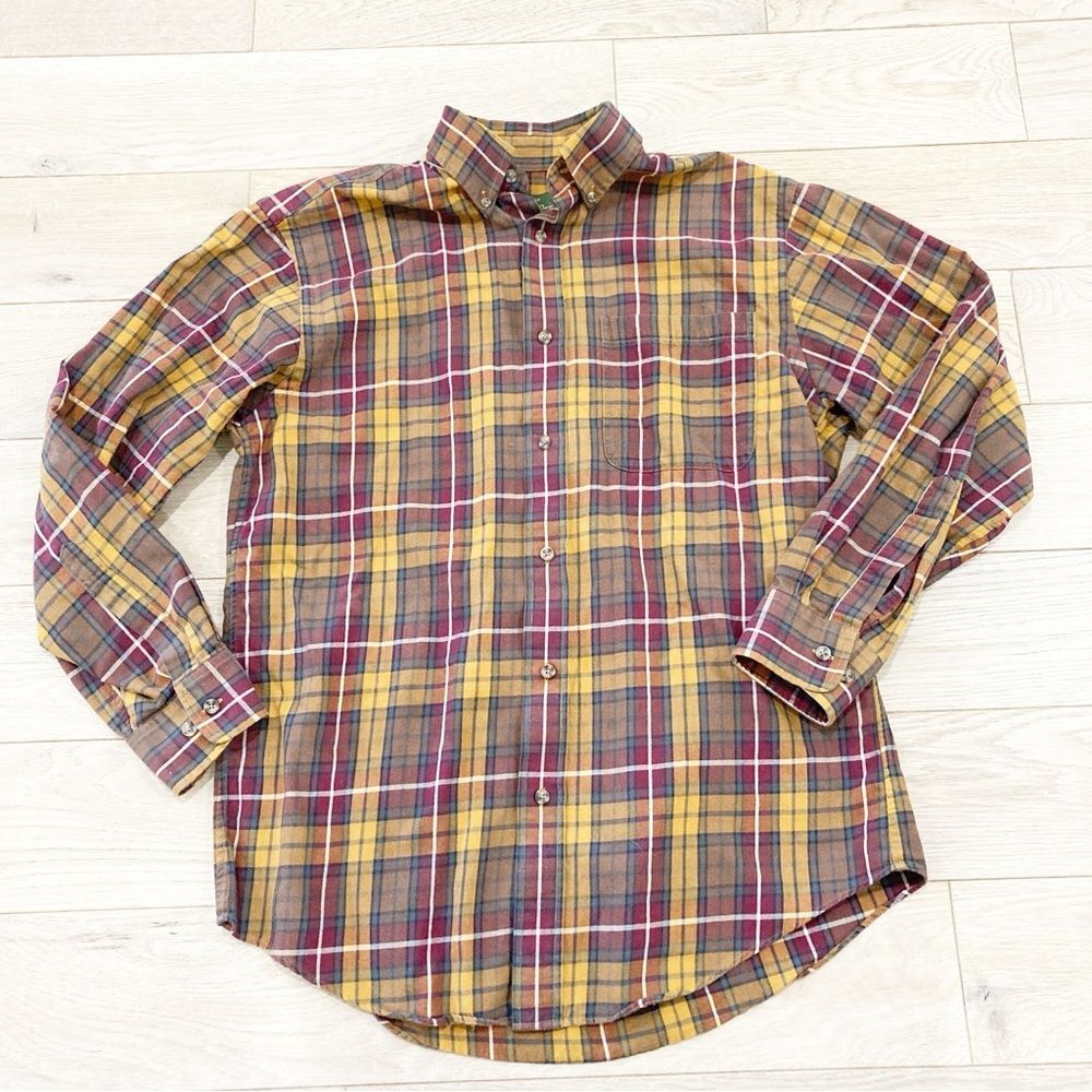 Orvis Yellow and Red Casual Button Down Shirt